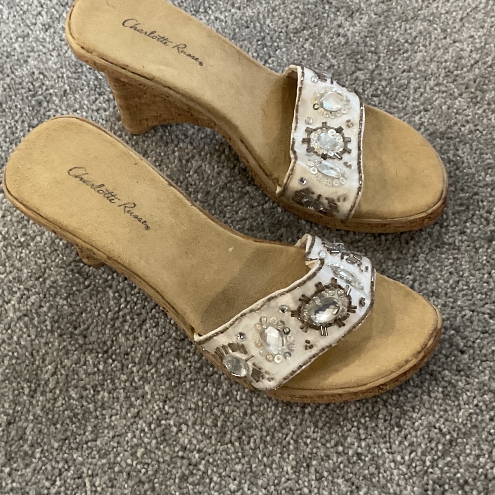 Charlotte Russe Embellished Silver Wedges